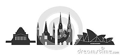 Australia logo. Isolated Australian architecture on white background Vector Illustration